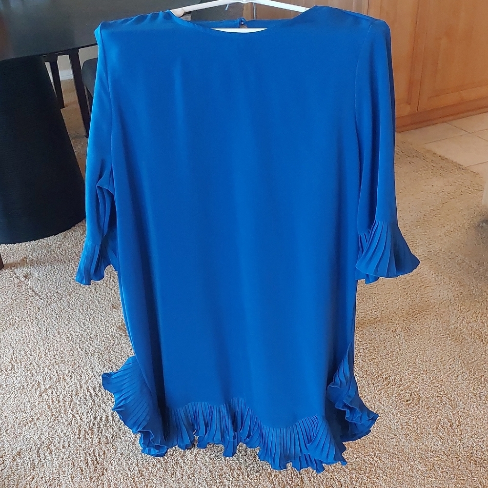 Elegant Blue Ruffle Mini Dress - Picture 2 of 7